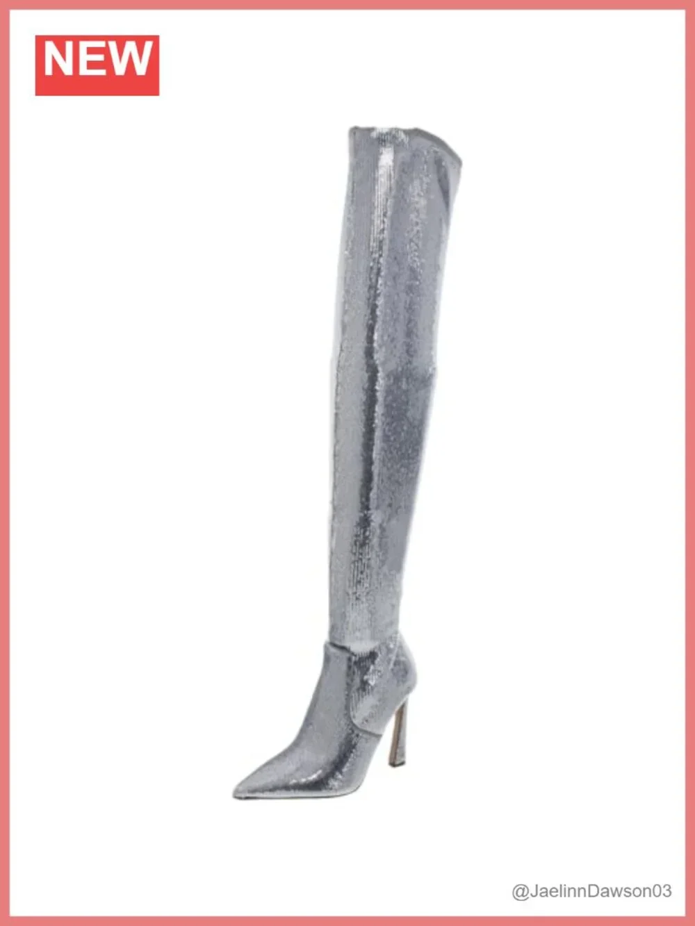 Steve Madden Laddy Silver Sequine Over-The-Knee Stiletto Boots
